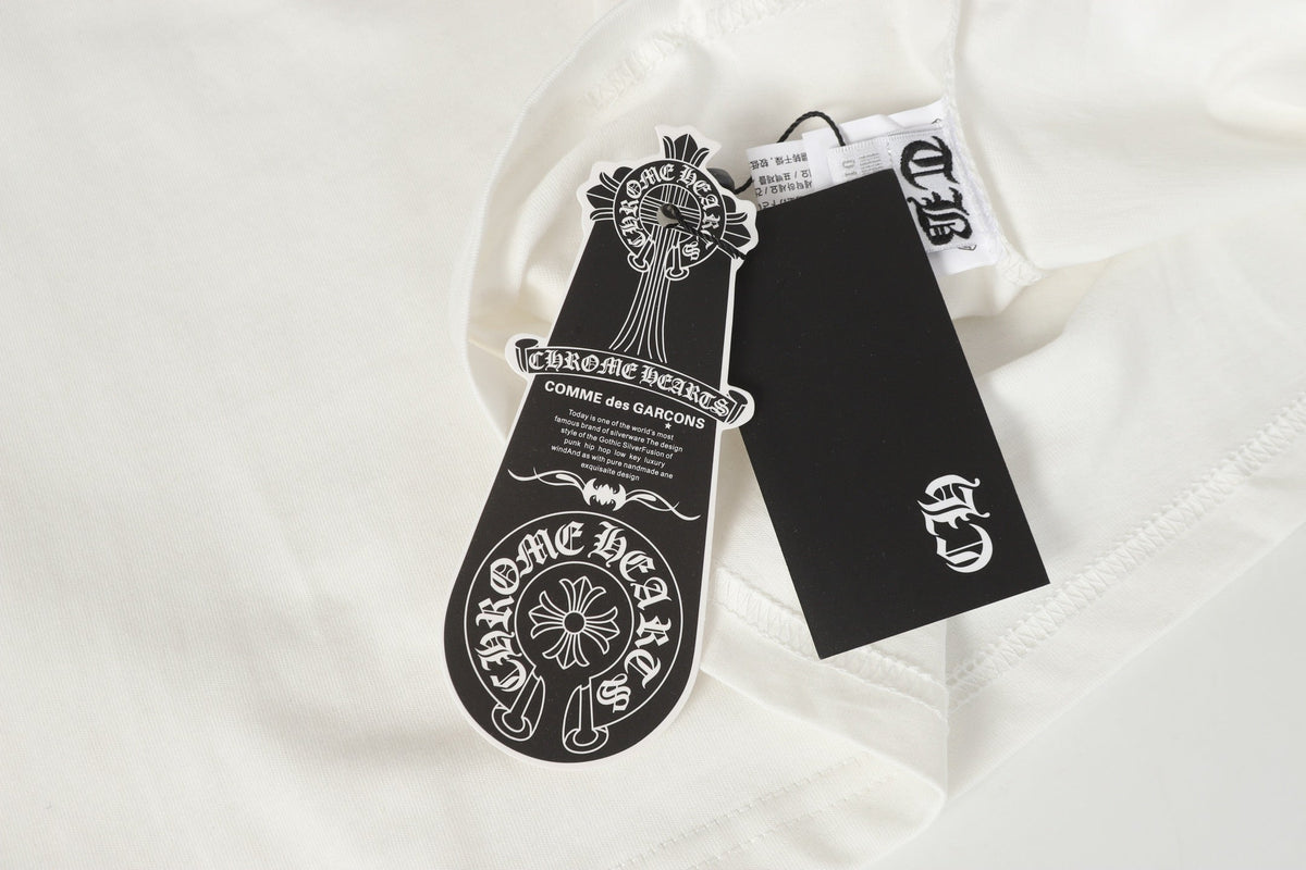 Chrome Hearts Logo Flag Long Sleeve Tee - Black White Gothic Street T-Shirt K2126