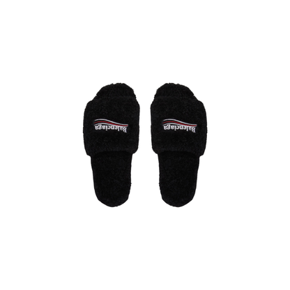 Balenciaga Furry Slide - Jet Black-Understated Luxury Wear