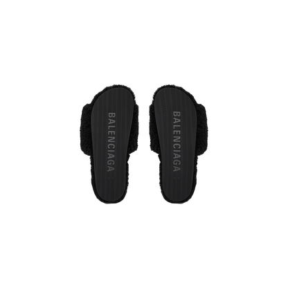 Balenciaga Furry Slide - Jet Black-Understated Luxury Wear