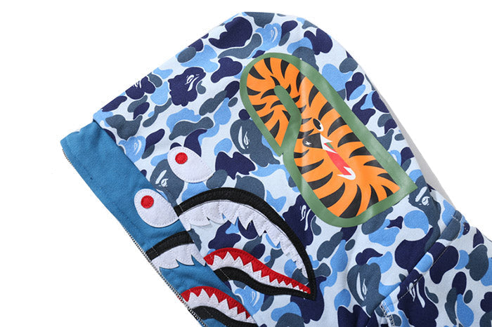 BAPE Double-hat Big ABC Camo Shark Hoodie