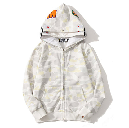BAPE Glow Camo Shark Wide Full Zip Double Hoodies