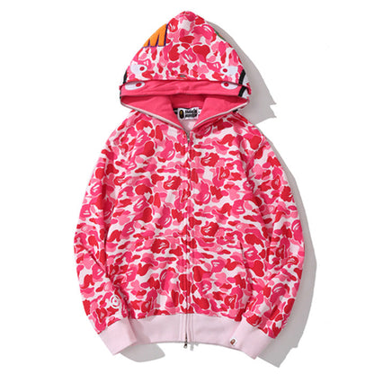 BAPE Double-hat Big ABC Camo Shark Hoodie