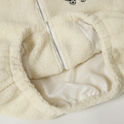 Chrome Hearts Horseshoe Embroidered Sherpa Jacket - Black Cream Gothic Coat 825