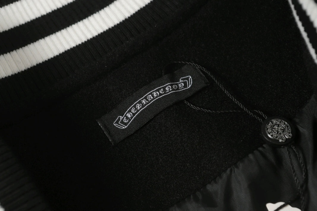 Chrome Hearts Black White Street Style Baseball Coat 0002