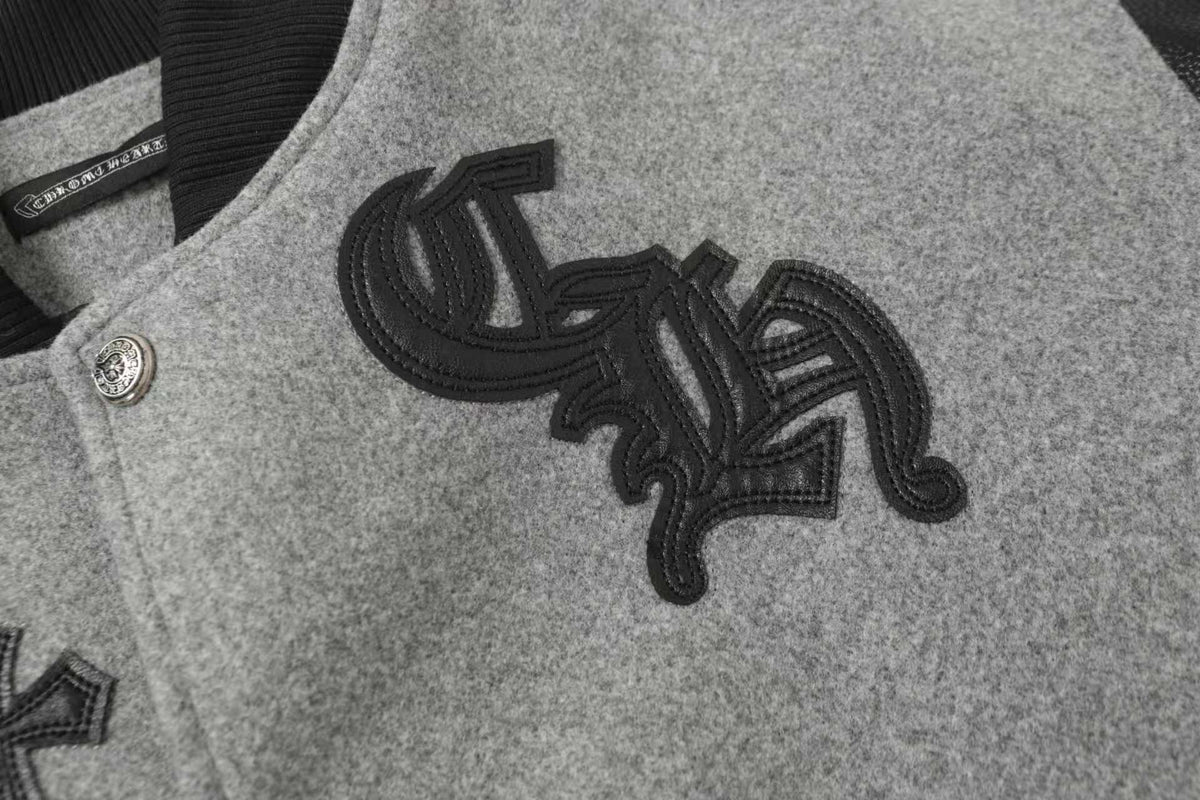 Chrome Hearts Multi Cross Varsity Jacket - Grey Black Street Jacket 2215