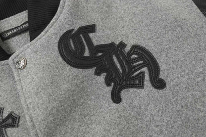 Chrome Hearts Multi Cross Varsity Jacket - Grey Black Street Jacket 2215