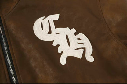 Chrome Hearts Cross Patch Suede Jacket - Brown Gothic Streetwear Outerwear 8833
