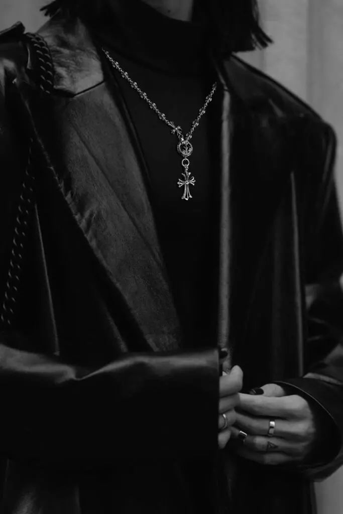 Chrome Hearts CROSS AND BABYFAT CHARM WITH TINY E CH PLUS CHALK CHAIN