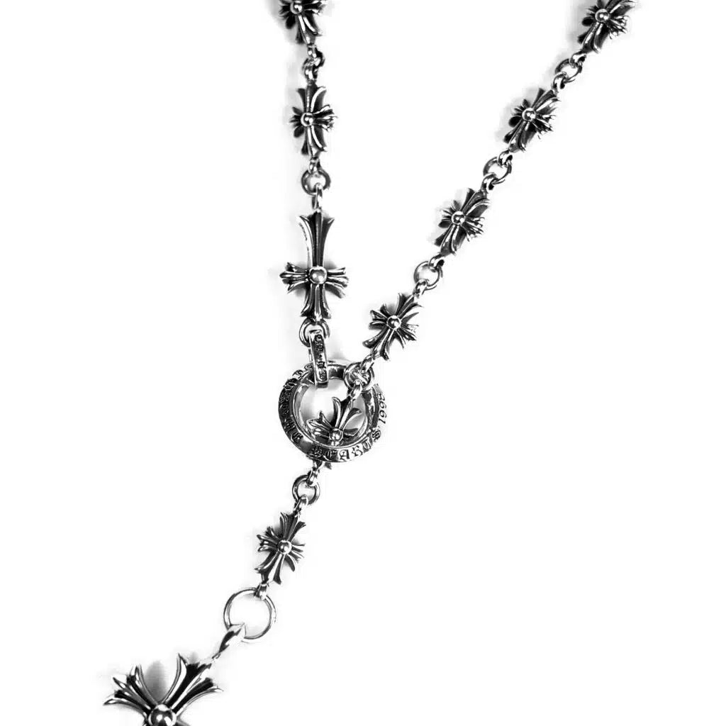 Chrome Hearts CROSS AND BABYFAT CHARM WITH TINY E CH PLUS CHALK CHAIN