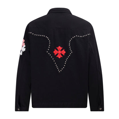 Chrome Hearts Multi Cross Studded Denim Jacket - Black Gothic Streetwear Coat H49