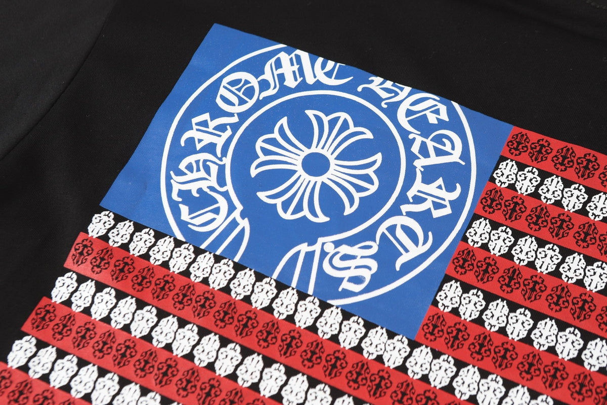 Chrome Hearts Logo Flag Long Sleeve Tee - Black White Gothic Street T-Shirt K2126