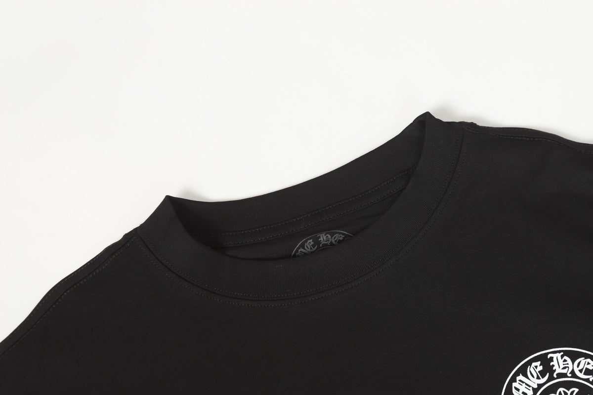 Chrome Hearts Logo Flag Long Sleeve Tee - Black White Gothic Street T-Shirt K2126