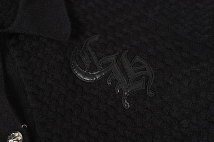 Chrome Hearts Gothic Cross Knit Cardigan - Black Grey Streetwear Jacket 904