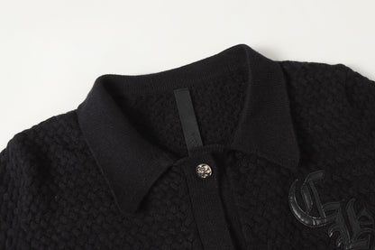 Chrome Hearts Gothic Cross Knit Cardigan - Black Grey Streetwear Jacket 904