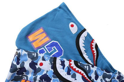 BAPE Double-hat Big ABC Camo Shark Hoodie